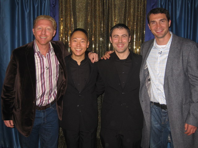 Kim und Sedat mit Boris Becker und Wladimir Klitschko